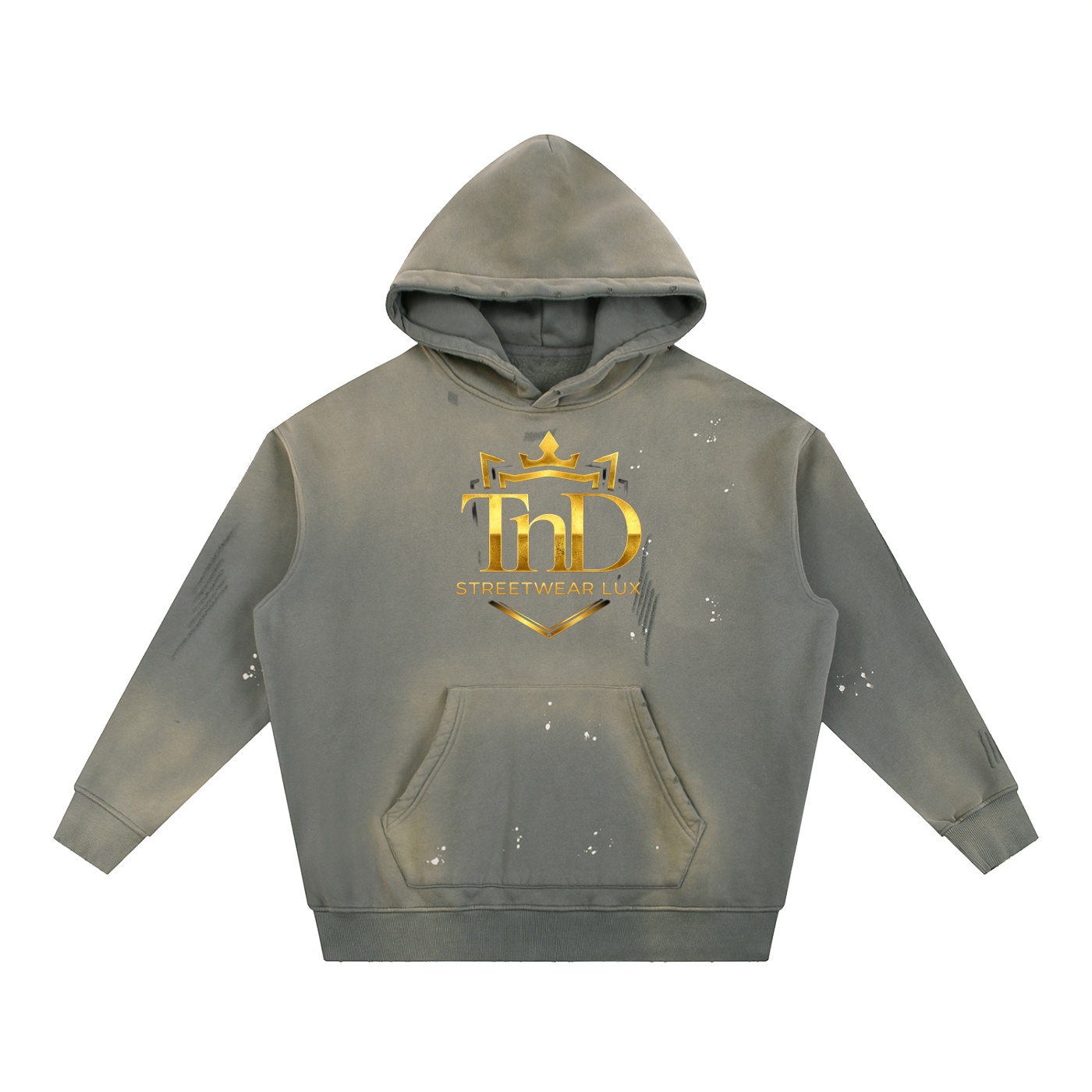 vintage washed frayed fleece hoodie gold crown dark prayers la by tnd