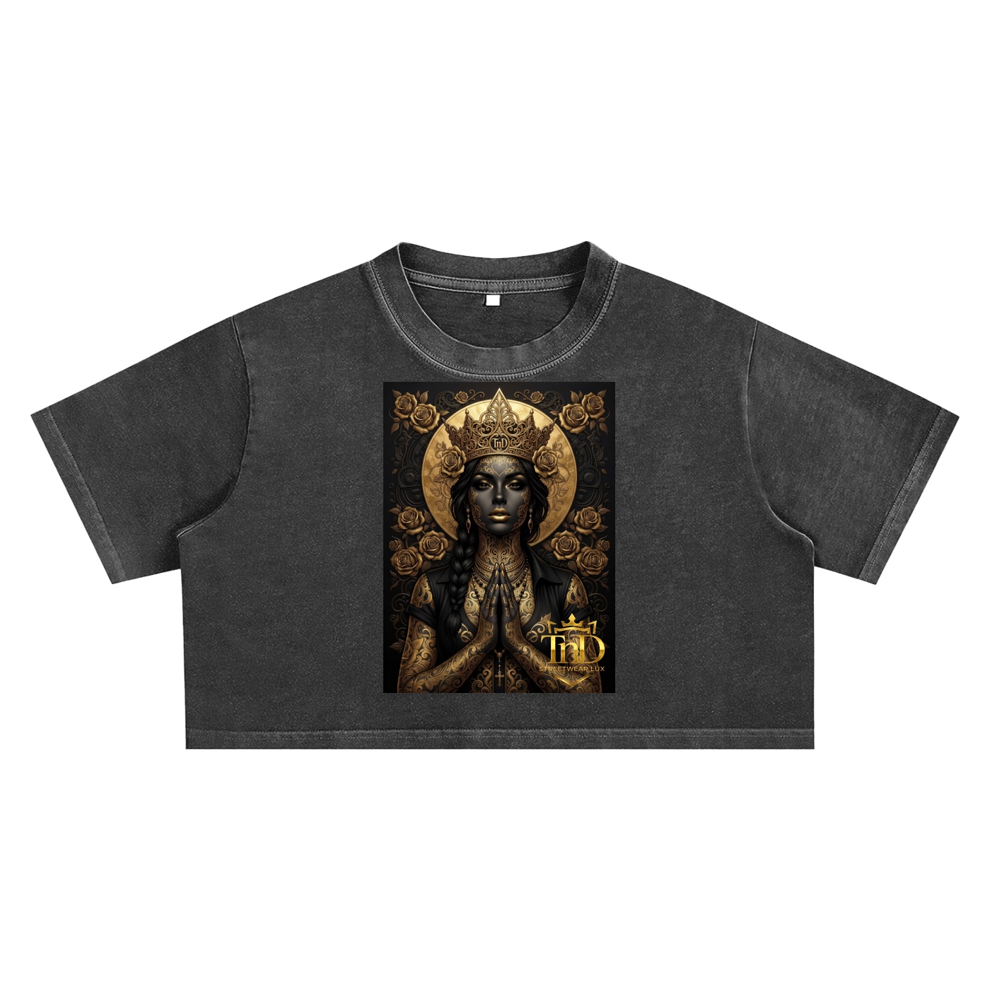 snow washed crop top dark prayers la gold edition by tnd
