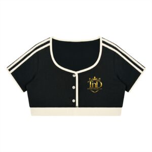 women’s ringer crop t shirt gold crown tnd