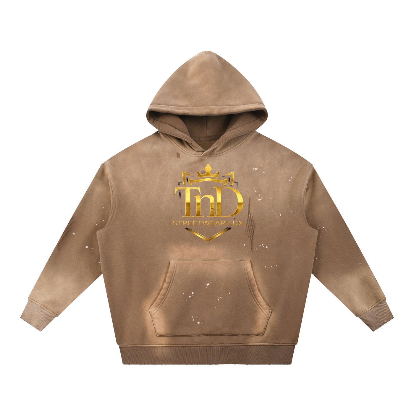 vintage washed frayed fleece hoodie gold crown dark prayers la by tnd