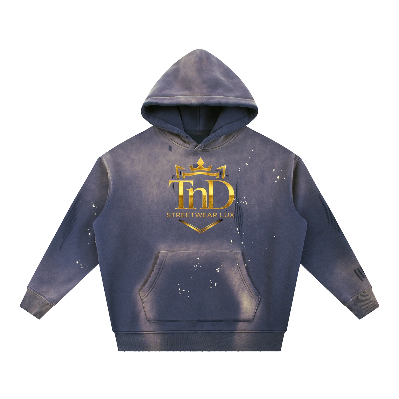 vintage washed frayed fleece hoodie gold crown dark prayers la by tnd
