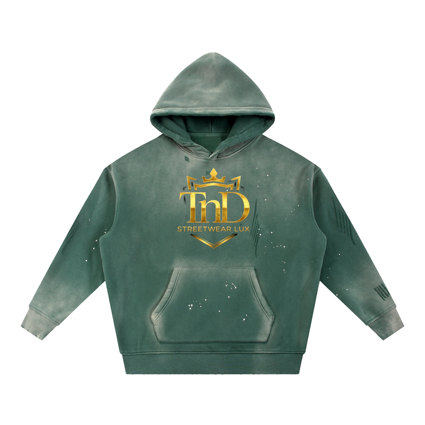 vintage washed frayed fleece hoodie gold crown dark prayers la by tnd