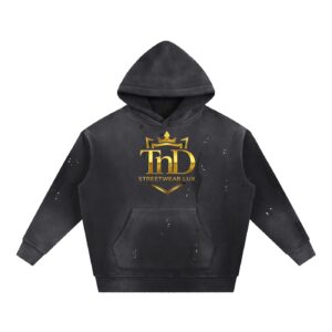 vintage washed frayed fleece hoodie gold crown dark prayers la by tnd