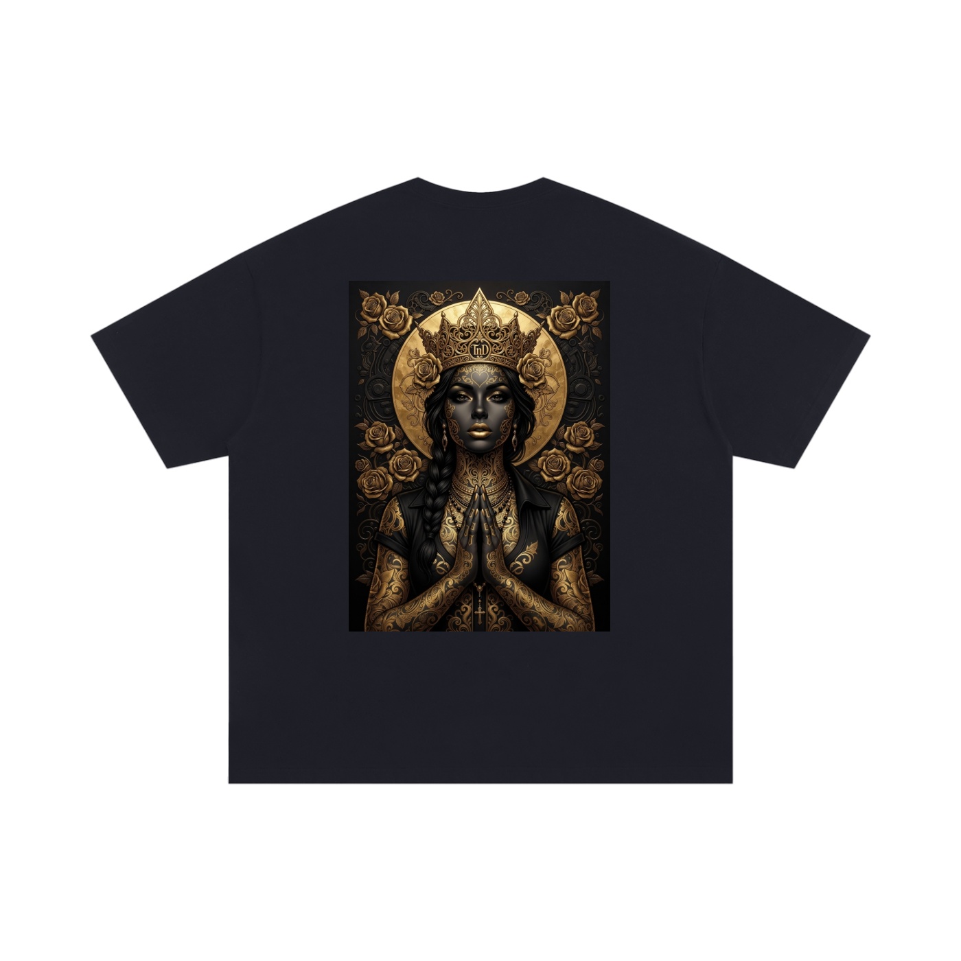 unisex oversized cotton t shirt gold crown dark prayers la by tnd