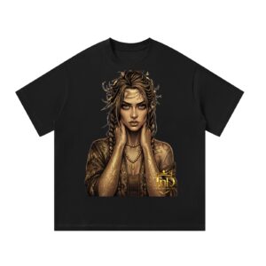 unisex oversized t shirt gold crown dark prayers la by toxic n disorderly